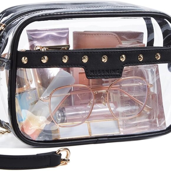 Quilted Clear Concert Purse with Quick Access Pocket - Women’s Crossbody Bag - Picture 1 of 6
